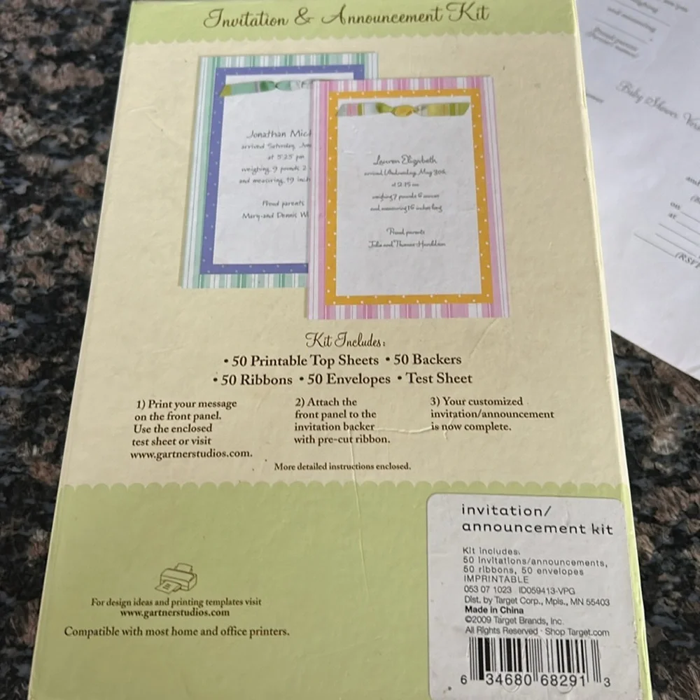 GARTNER STUDIO INVITATION & ANNOUNCEMENT KIT NEW